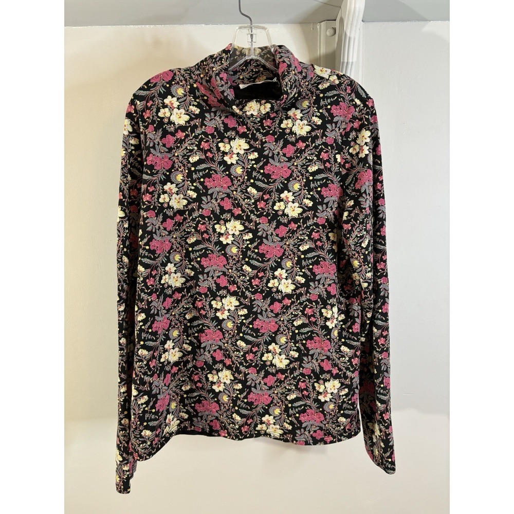 PERUVIAN CONNECTION Cotton Floral Turtleneck XL Cozy